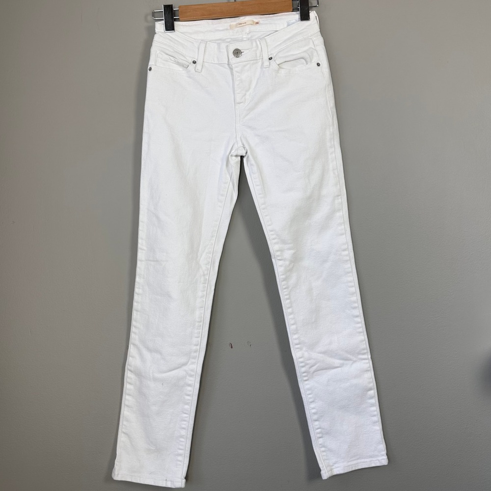 Levi's 712 Slim Fit Womens Jeans White Denim Modern Classic 26 x 27